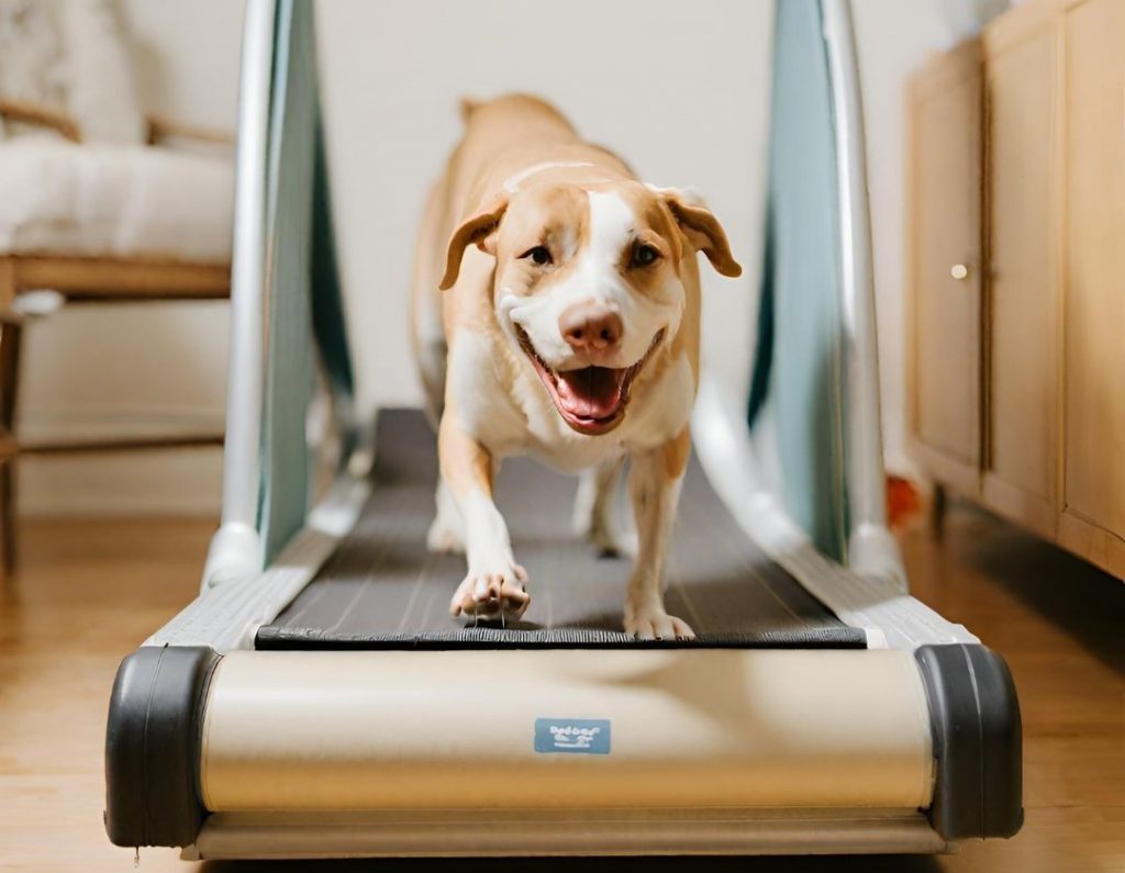 dog running on a pet treadmill for exercise