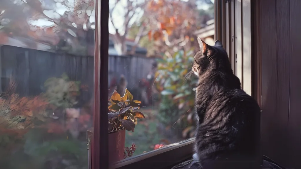 A senior cat looking out the window - Knose