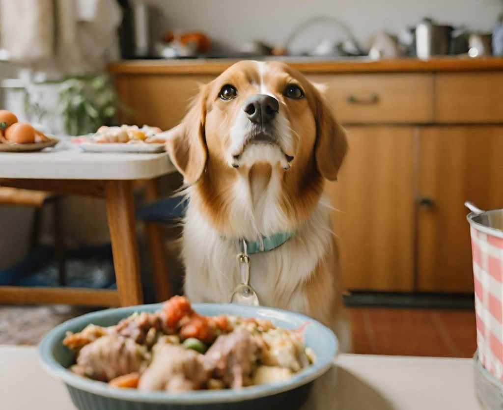 Dog waits for treats