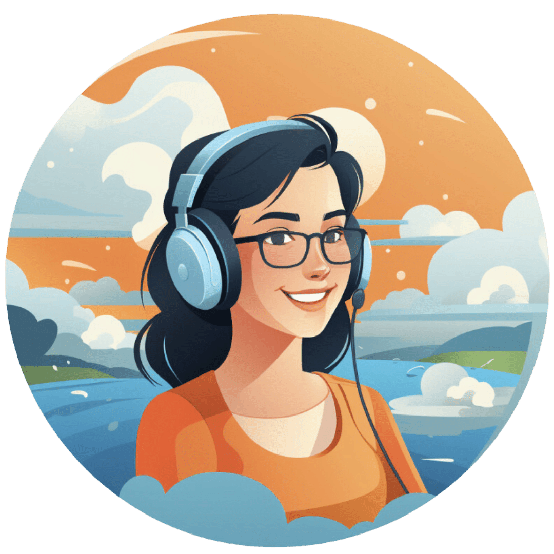 Illustration icon of a woman wearing headphones