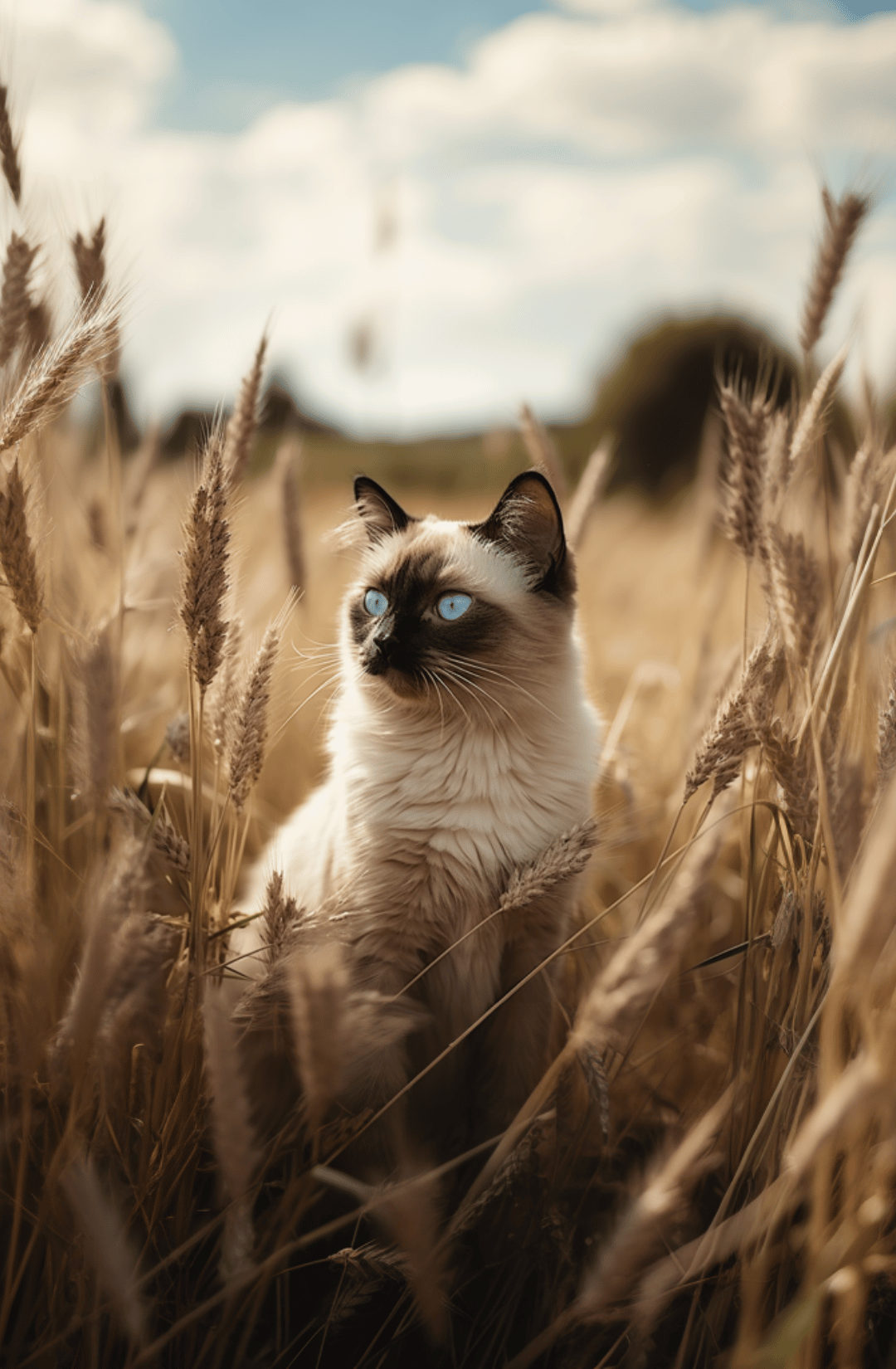 Photo of a Birman cat in the wheat field - Knose
