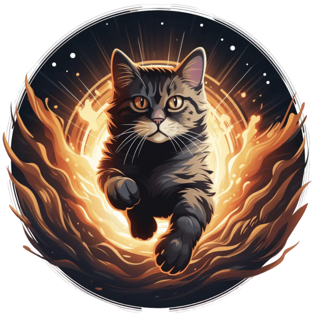 Illustration icon of a cat jumping midair - Knose