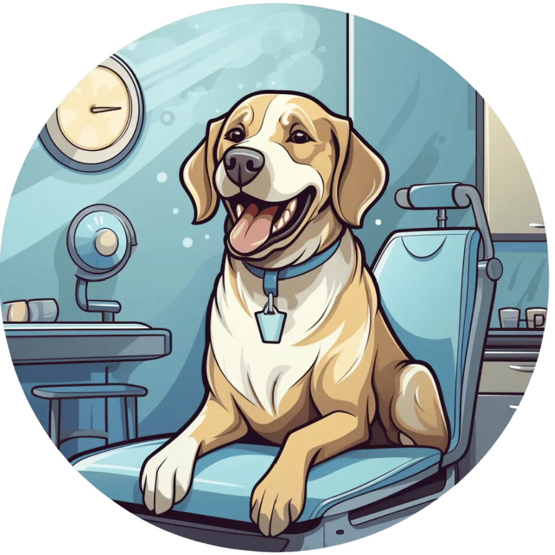 Illustration icon of a labrador sitting on a chair - Knose