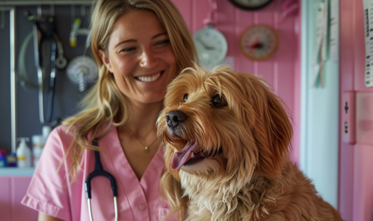 A dog and vet during a consultation in a local vet clinic in Australia - Knose