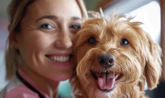 Australian veterinarian with a dog smiling - Knose