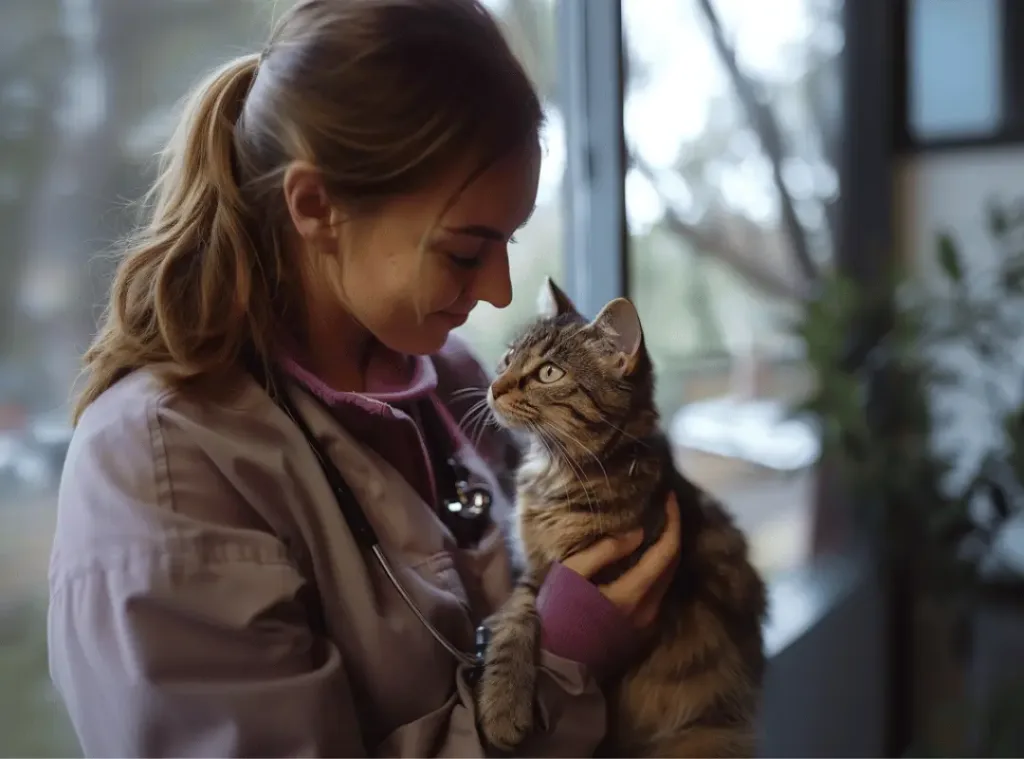Female veterinarian with a cat - Knose