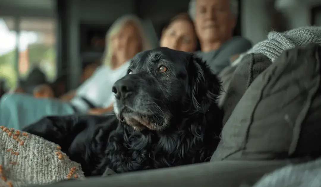 Senior dog laying on the couch - Knose